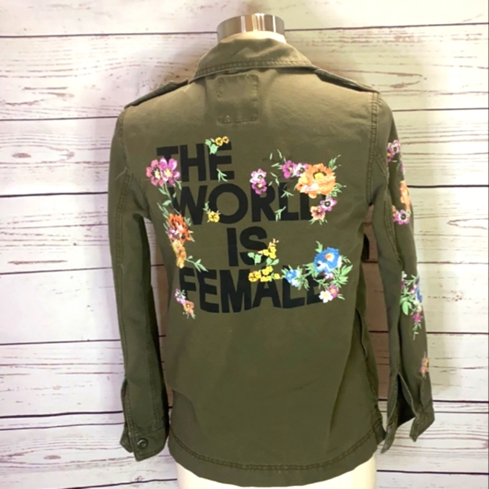 Bershika XS NWOT embroidered"It's a Female World"